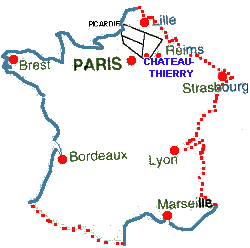 Carte de France. Localisation de la Picardie