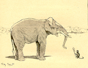 l'éléphant et le singe de Jupiter (Henry Morin)