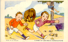 Carte postale : l'ours et les deux compagnons